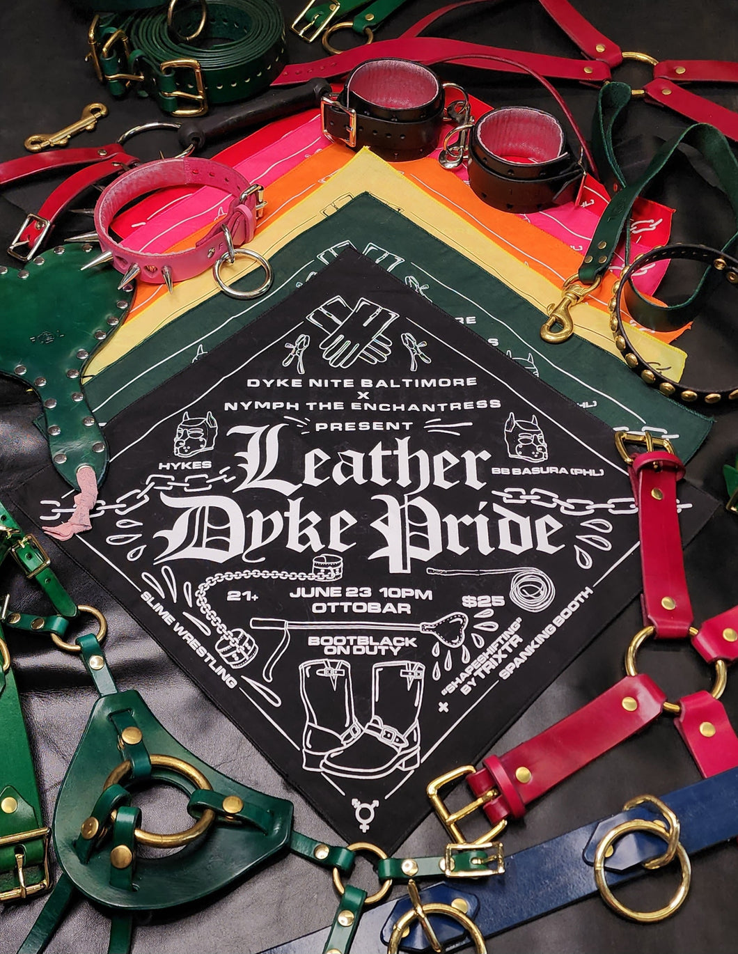 LEATHER DYKE PRIDE HANKIE